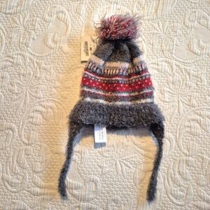 Zara girls size 12-24 months knit hat, lined with fluffy pom pom NEW
